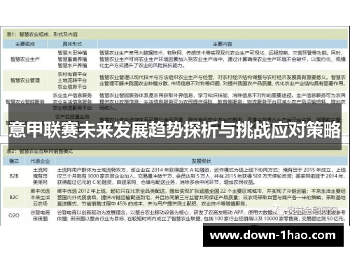 意甲联赛未来发展趋势探析与挑战应对策略